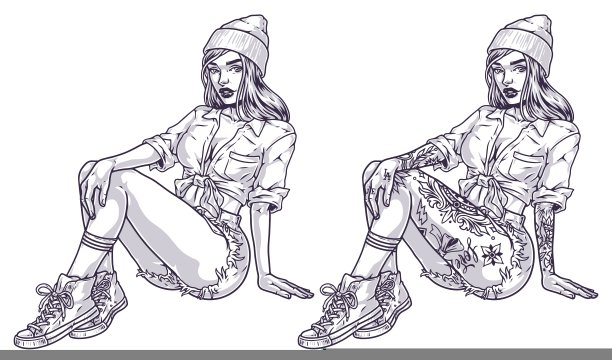 性感漂亮的女孩单色徽章图片下载