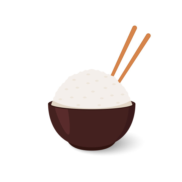 日本杯子和筷子矢量。墙纸。为文本腾出空间。日本杯的标志。杯子里有米饭。图片下载