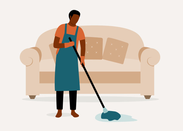 黑人在家拖地。图片下载