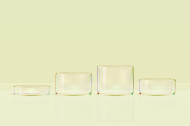 3d玻璃平台。美容产品展示化妆品最小场景。矢量化妆品推广阶段。图片下载