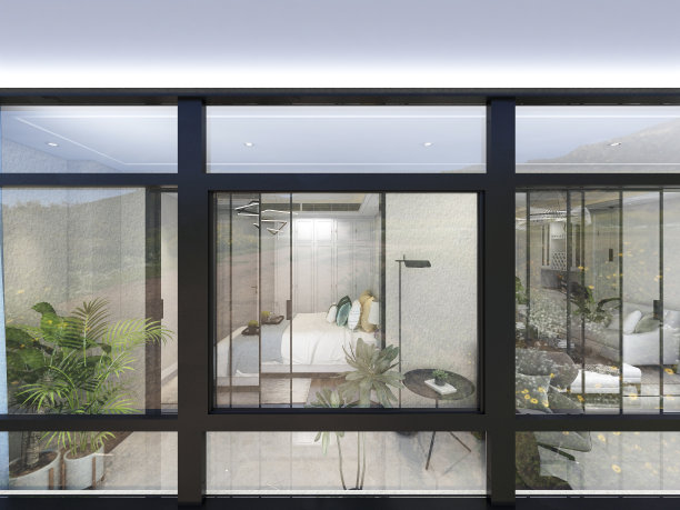 三维效果图，城市建筑阳台设计图片下载