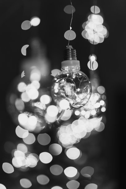 在散景背景上有花环的灯泡。图片下载