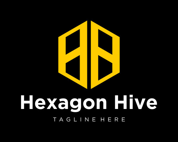 集合字母H字母组合几何六边形字体对称阴影风格蜂巢标签公司品牌符号设计矢量图片下载