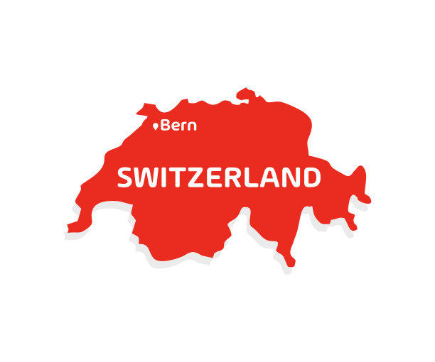 瑞士地图剪影与首都伯尔尼。世界地图，信息图形元素矢量设计和插图。图片下载