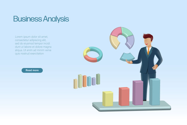 商人分析增长图表。商业数据分析的成功目标和成就规划策略，3D现实向量。图片下载