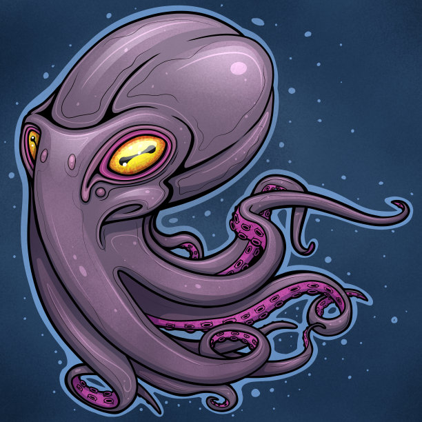 紫色章鱼卡通插画图片下载