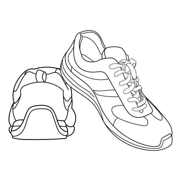 手绘详细运动鞋，运动鞋3d视图。经典的复古风格。涂鸦矢量插图。图片下载