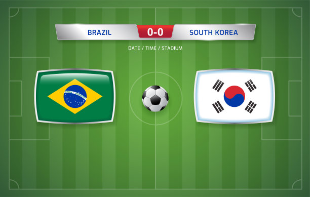 巴西vs韩国记分牌转播模板为体育足球锦标赛2022年和足球锦标赛16强的矢量说明图片下载