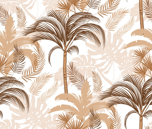 无缝模式与热带棕榈和怪物图片下载