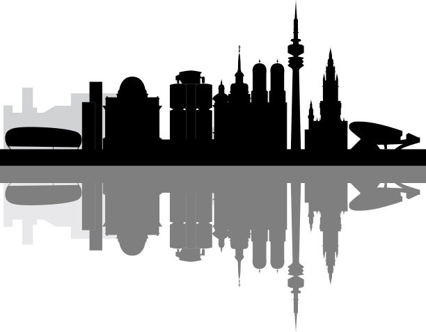 慕尼黑城市的天际线黑白分明图片下载