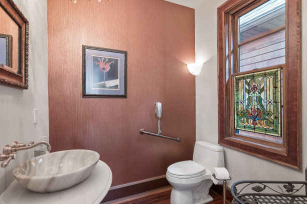 一个豪华豪宅的厕所内部镜头图片下载