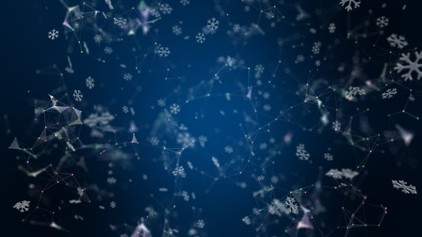 发光3D雪花形状动画。神经丛点和线背景。3 d渲染。图片下载