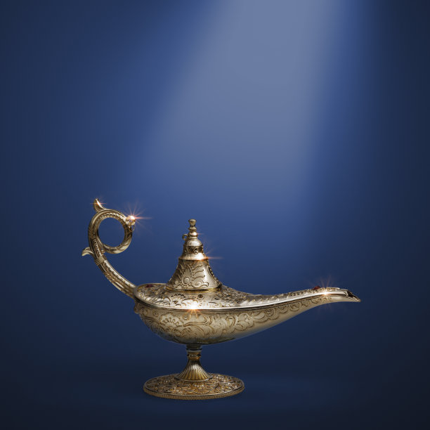 蓝色背景上的金色神灯图片下载