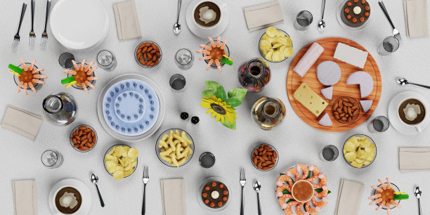 真实的3D渲染派对桌图片下载