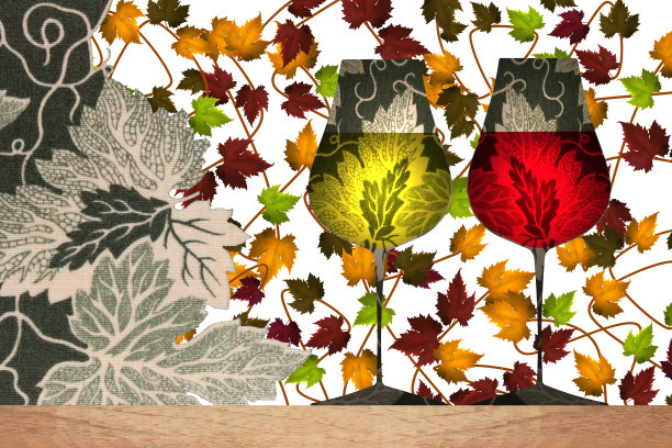 红酒和白葡萄酒吧台酒杯图片下载