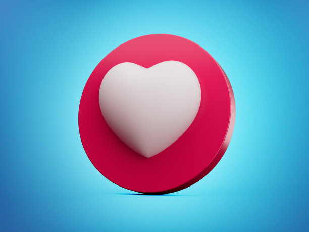 粉色和白色的心形图标。3d设计心脏象征爱。三维演示图片下载