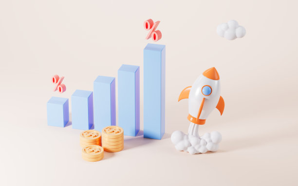 黄色背景火箭发射和上升柱状图，3d渲染。图片下载