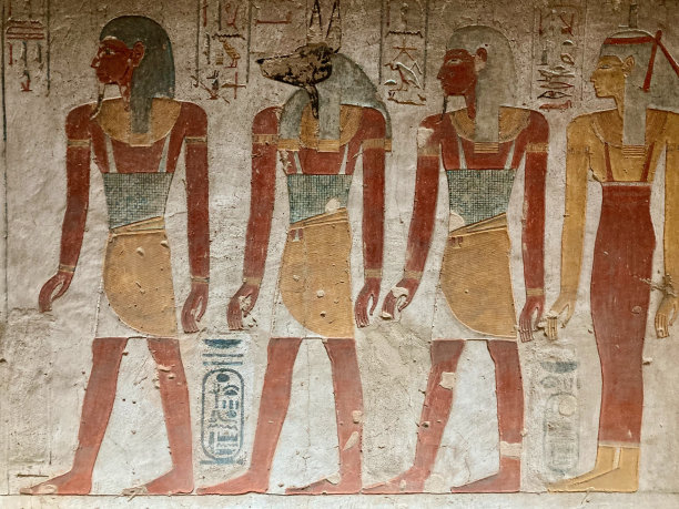 埃及卢克索帝王谷，图塞特和塞特纳赫特墓内的墙壁画图片下载