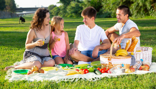 欢快的家庭野餐图片下载
