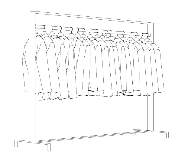 挂在衣架上的许多夹克的轮廓。侧视图。3 d。矢量插图。图片下载