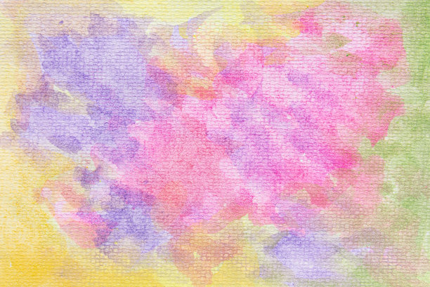 绿色，紫色，粉色，红色和黄色水彩纸背景。图片下载