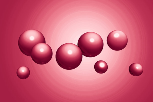 抽象的现实球体，光泽的塑料球在Viva Magenta背景色调，3d渲染。2023年的时尚创意色彩设计图片下载