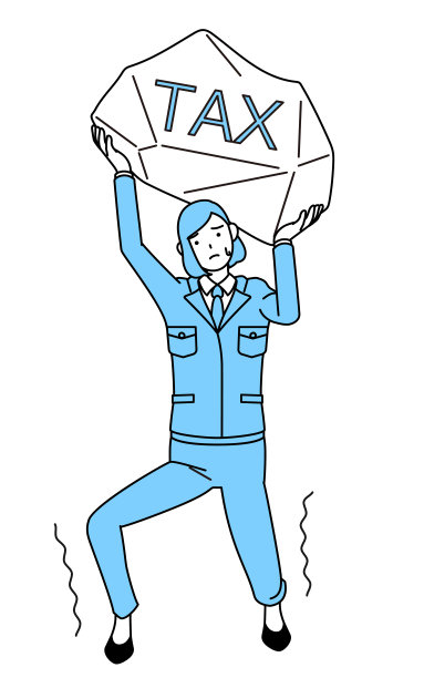 一个穿着工作服的女人因税收增加而遭受痛苦的简单线条插画图片下载