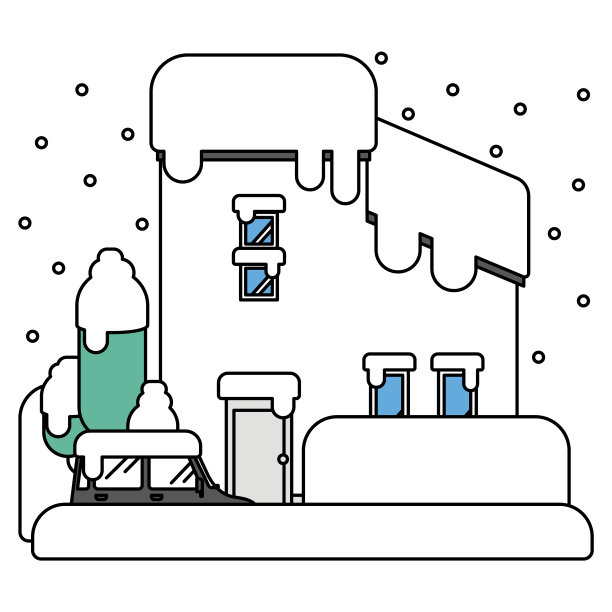 被大雪毁坏的房屋和汽车图片下载