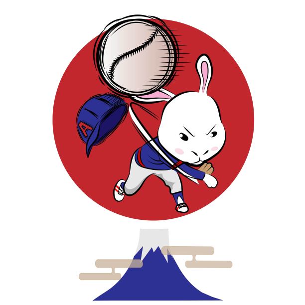 新年贺卡上是一只参加棒球比赛的兔子图片下载