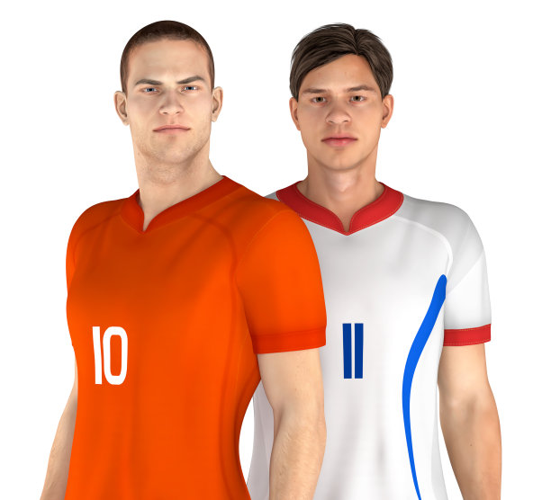 来自不同球队的足球运动员的3D插图图片下载