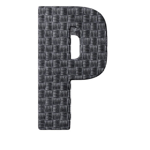 字母“P”与金属纹理的3d插图图片下载