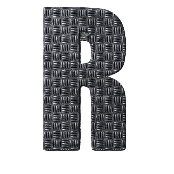 字母“R”与金属纹理的3d插图图片下载