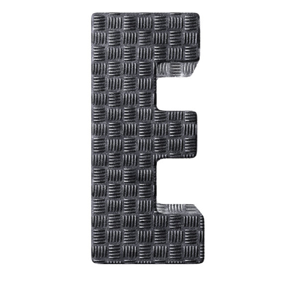 字母“E”与金属纹理的3d插图图片下载