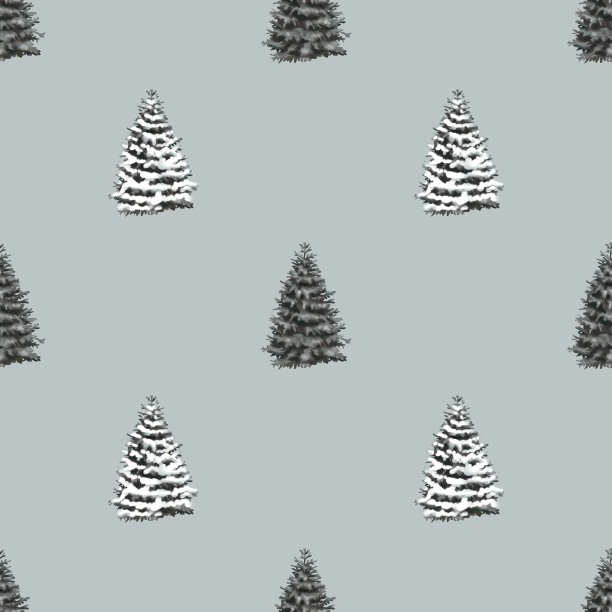 水彩无缝图案的圣诞树。新年贺词图片下载