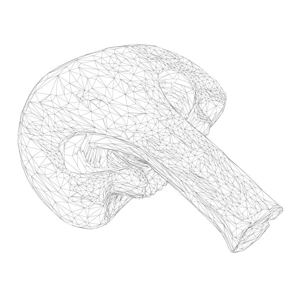 蘑菇线框切成两半从黑色线隔离在白色背景。透视图。3 d。矢量插图。图片下载