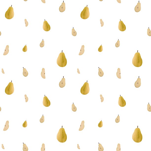 梨绿黄色水果可爱图案水彩画图片下载