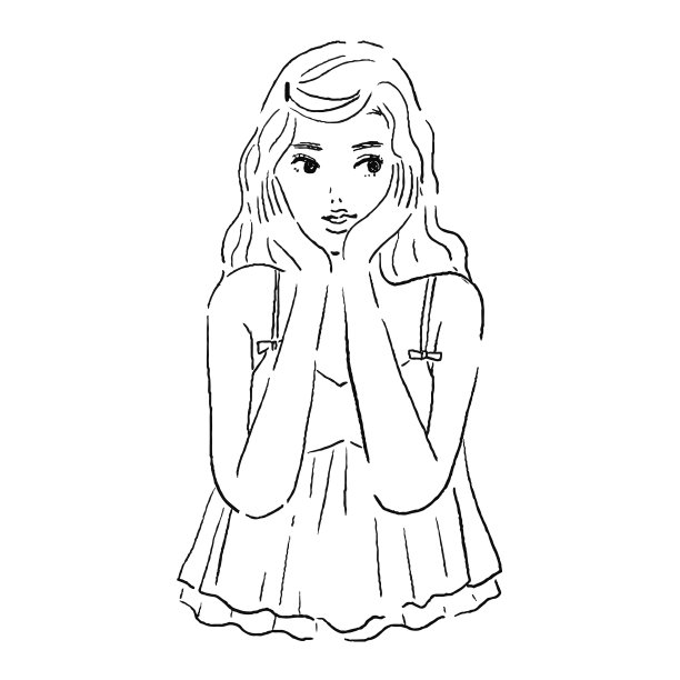 一个女人思考的线条图片下载