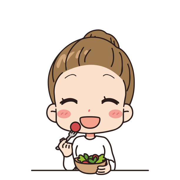 插图一个女人吃蔬菜，上半身。图片下载