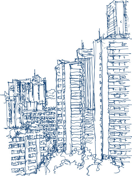 现代抽象城市建筑的建筑草图图片下载