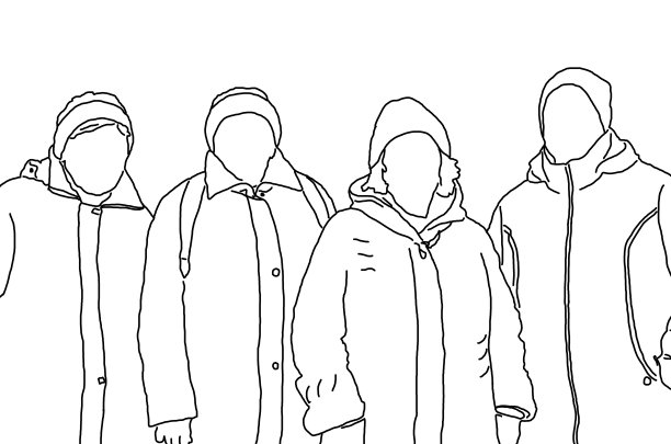 一群穿着暖和衣服的成年妇女在白色背景上展示图片下载