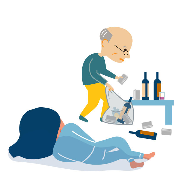 年迈的父母关心他们酗酒的家庭图片下载
