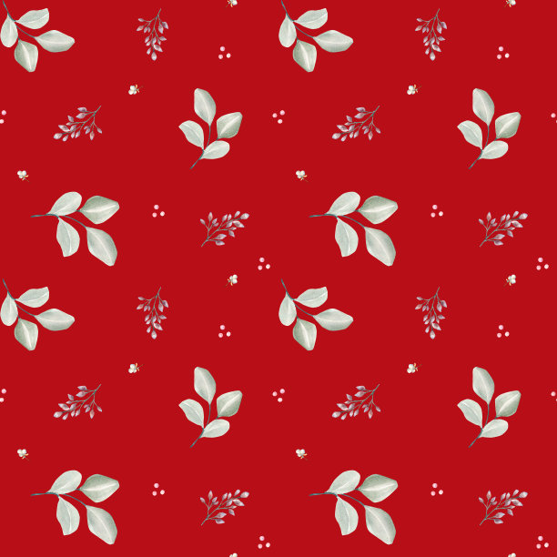 冬季植物，桉树树叶水彩无缝图案孤立在黑暗的背景。图片下载