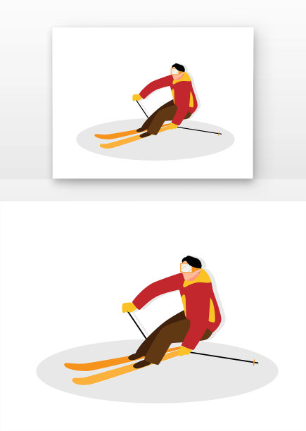 原创元素双板滑雪的运动小元素图片下载