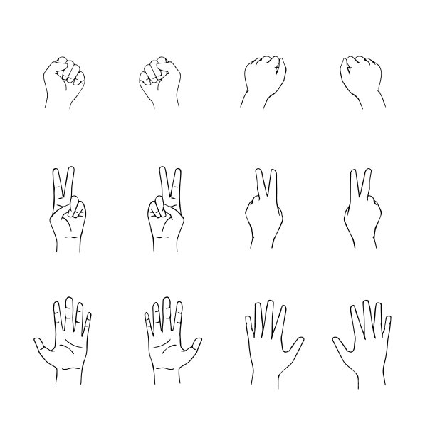 石头剪刀布插图_线条画图片下载