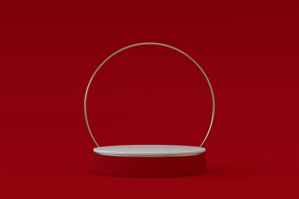 讲台，大理石产品展示台，展览，底座，红色背景图片下载