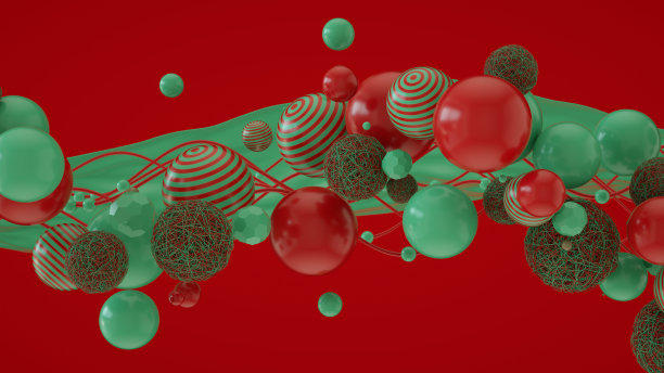 抽象飞舞的圣诞装饰品新年背景图片下载