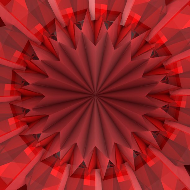 一个美丽的万花筒。摘要三维渲染。迷幻，冥想和瑜伽的概念。抽象的几何花朵。图片下载