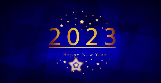 2023年拜年贺卡字体为白色和深蓝色背景图片下载