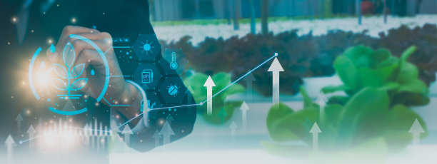 商人分析数据营销现代交易股票和市场与未来视觉屏幕技术，智能农业生产控制，概念农业数字物联网农业自动化图片下载