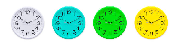 办公室墙上的时钟图标设置孤立的白色背景图片下载